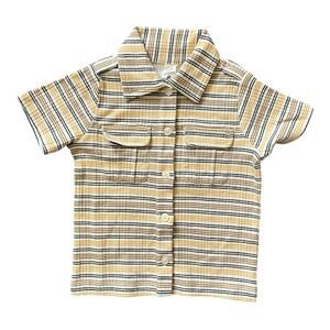 #254, Kate Quinn Yellow and green button Down Shirt, size 12-18 mo